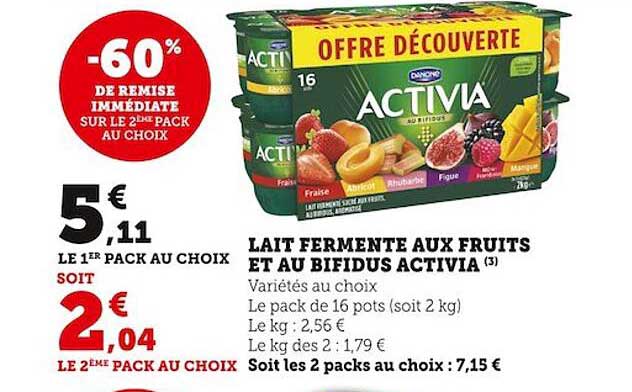 Lait Fermenté Aux Fruits Et Au Bifidus Activia
