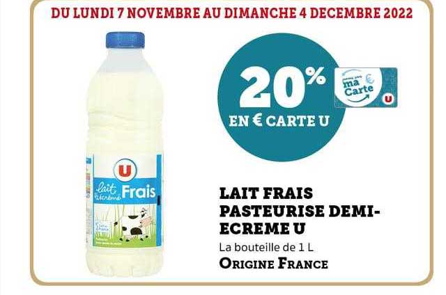 lait frais pasteurisé demi-écrémé u