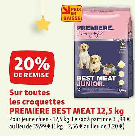 les croquettes première best meat 12,5 kg