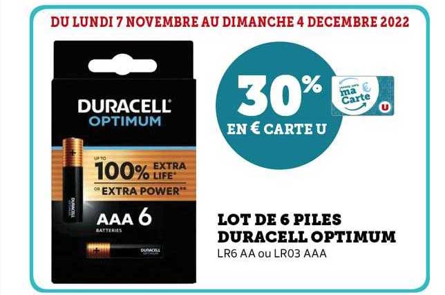 Lot De 6 Piles Duracell Optimum