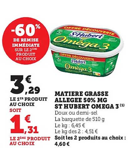 matière grasse allegée 50% mg st hubert oméga 3