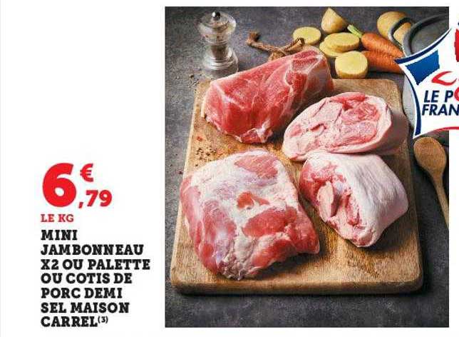 mini jambonneau x2 ou palette ou cotis de porc demi sel maison carrel