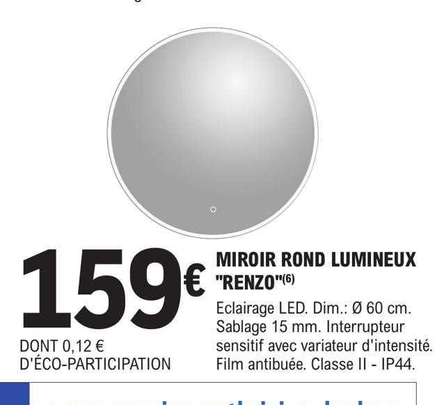 miroir rond lumineux "renzo"