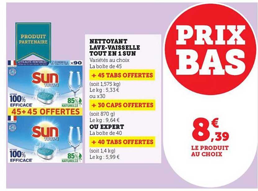 Nettoyant Lave-vaisselle Tout En 1 Sun Ou Expert