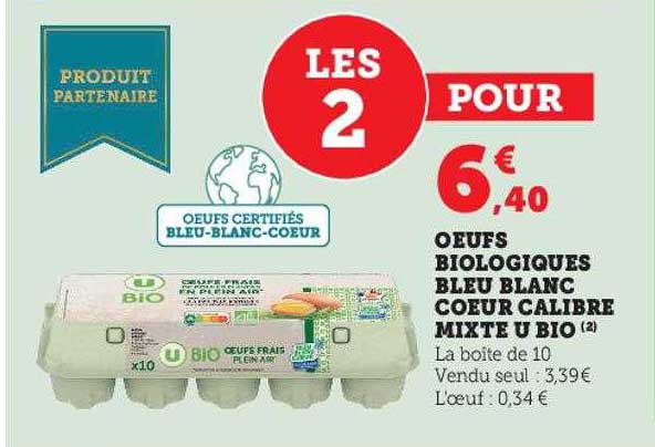 œufs Biologiques Bleu Blanc Cœur Calibre Mixte U Bio
