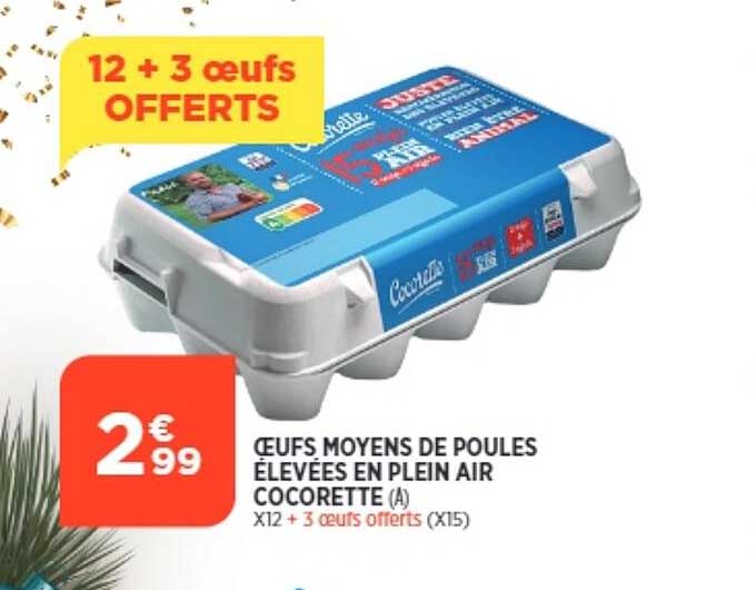 œufs moyens de poules élevées en plein air cocorette