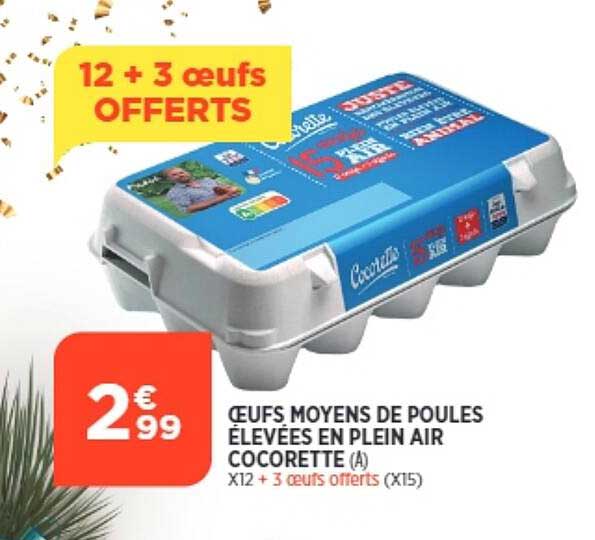 œufs moyens de poules élevées en plein air cocorette