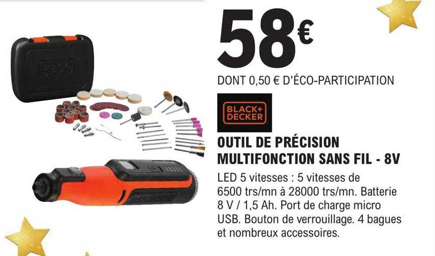 Outil De Précision Multifonction Sans Fil - 8v Black + Decker