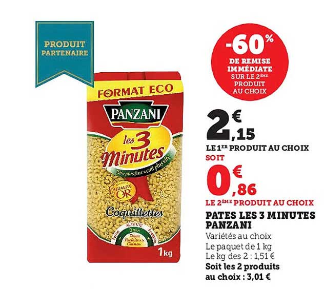 pâtes les 3 minutes panzani