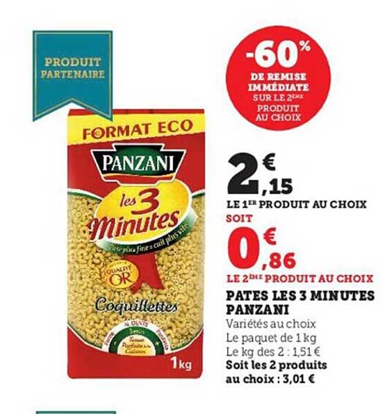 pâtes les 3 minutes panzani