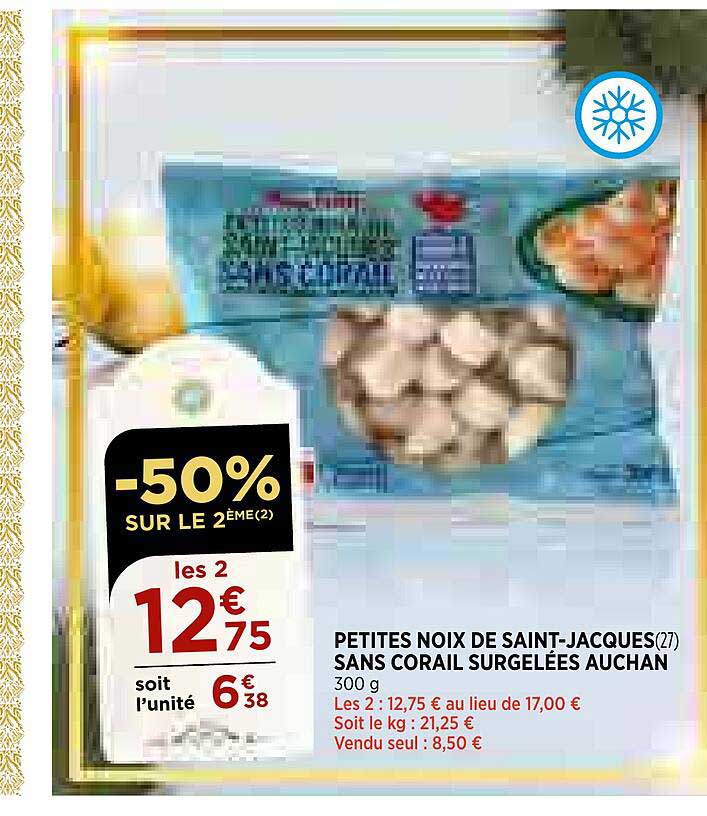 petites noix de Saint-Jacques sans corail surgelées auchan