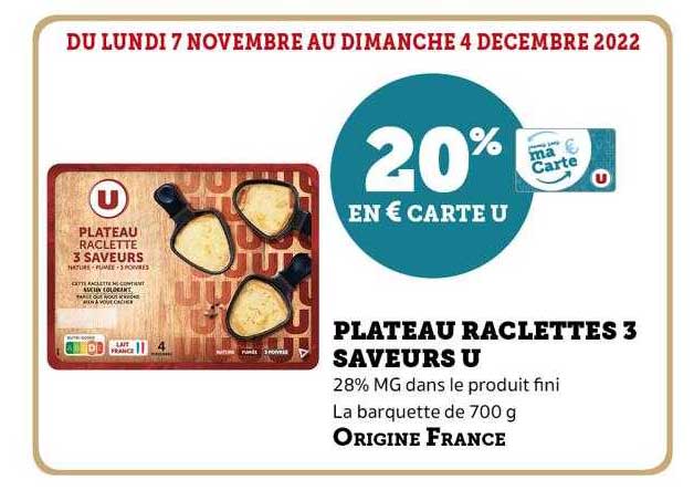 Plateau Raclettes 3 Saveurs U
