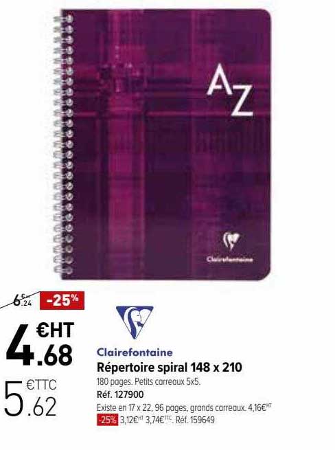 répertoire spiral 148 x 210 clairefontaine