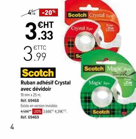 Ruban Adhésif Crystal Avec Dévidoir Scotch