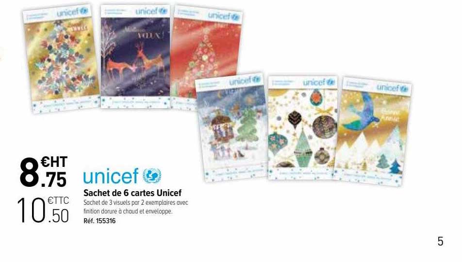 sachet de 6 cartes unicef