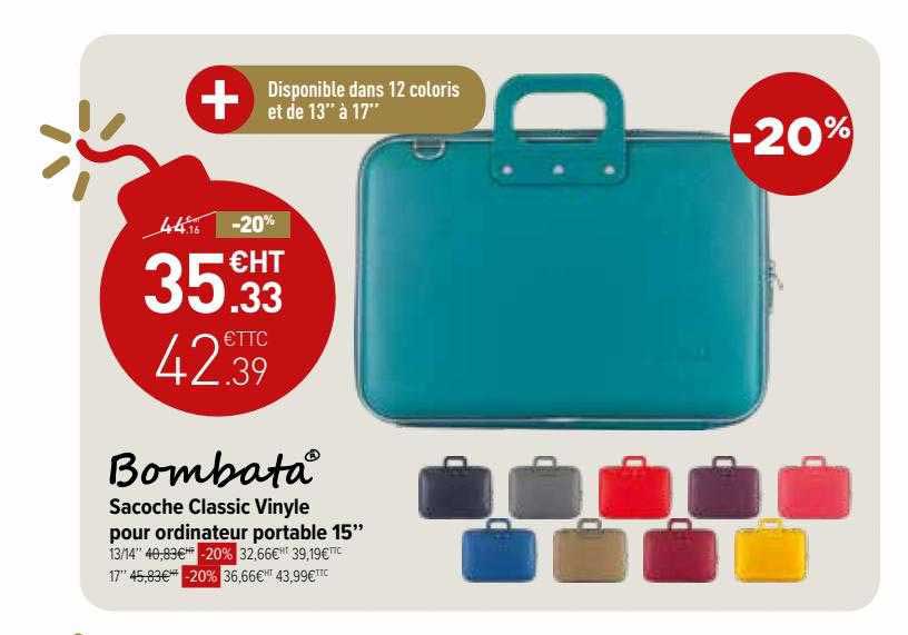 Sacoche Classic Vinyle Pour Ordinateur Portable 15" Bombata