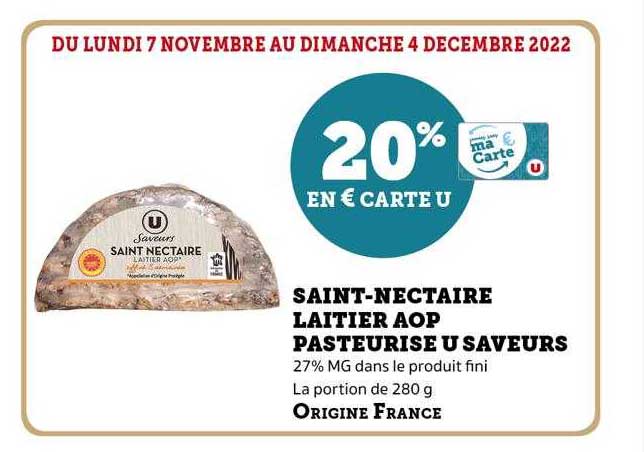 saint-nectaire laitier aop pasteurisé u saveurs