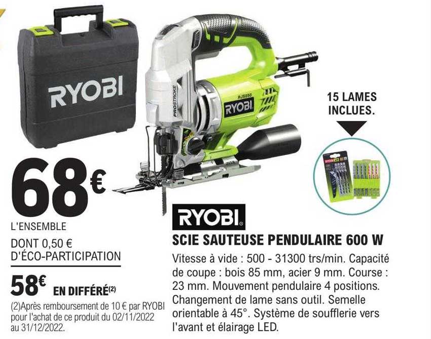 Scie Sauteuse Pendulaire 600 W Ryobi