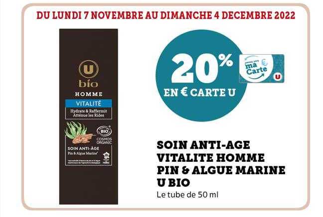 soin anti-âge vitalité homme pin & algue marine u bio