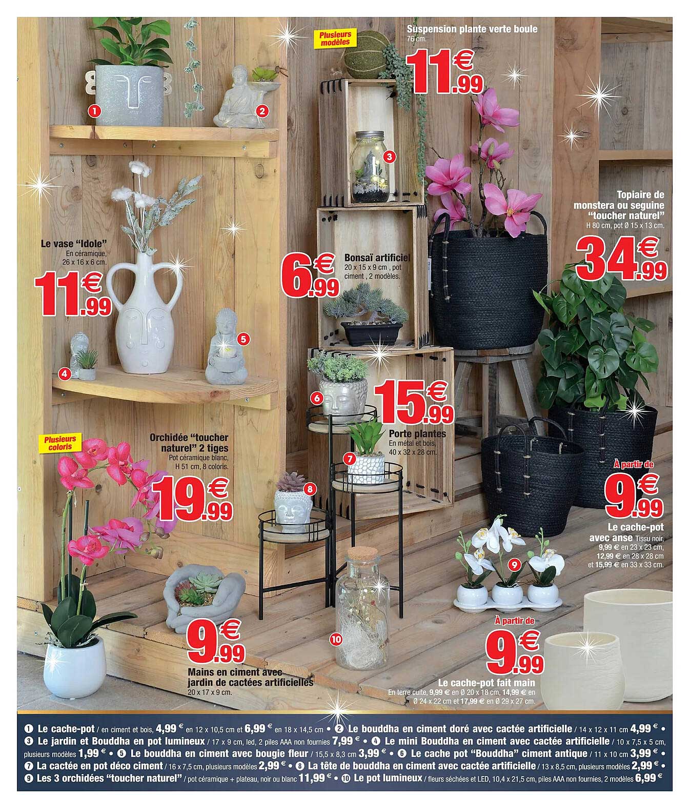 suspension plante verte boule, le vase "idole", bonsaï artificiel, topiaire de monstera ou seguine "toucher naturel", orchidée "toucher naturel" 2 tiges, porte plantes, le cache-pot avec anse