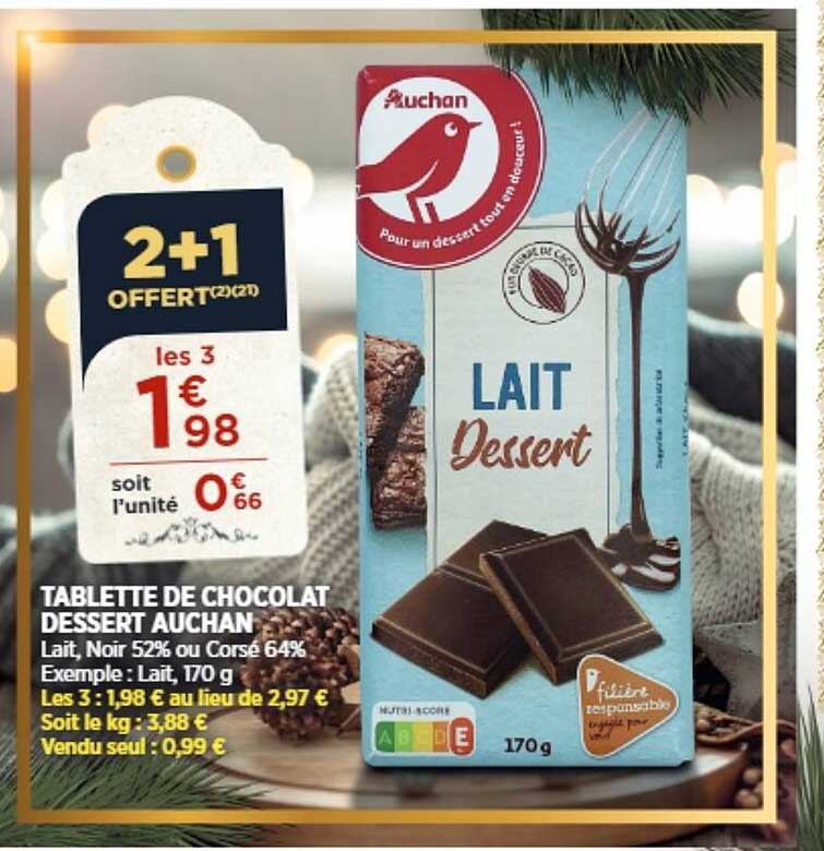 Tablette De Chocolat Dessert Auchan