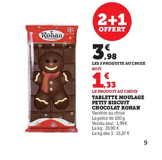 tablette moulage petit biscuit chocolat rohan