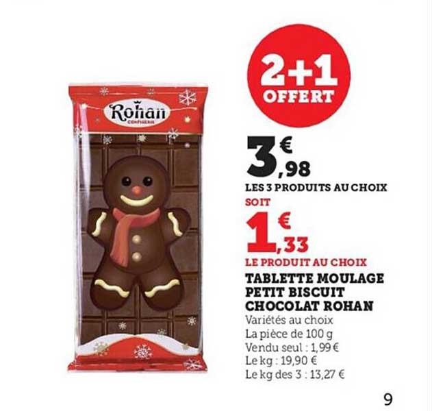 tablette moulage petit biscuit chocolat rohan