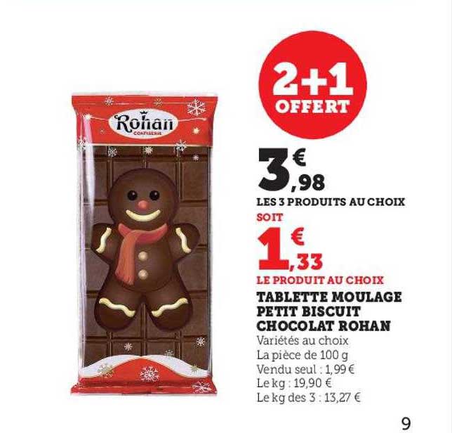 tablette moulage petit biscuit chocolat rohan