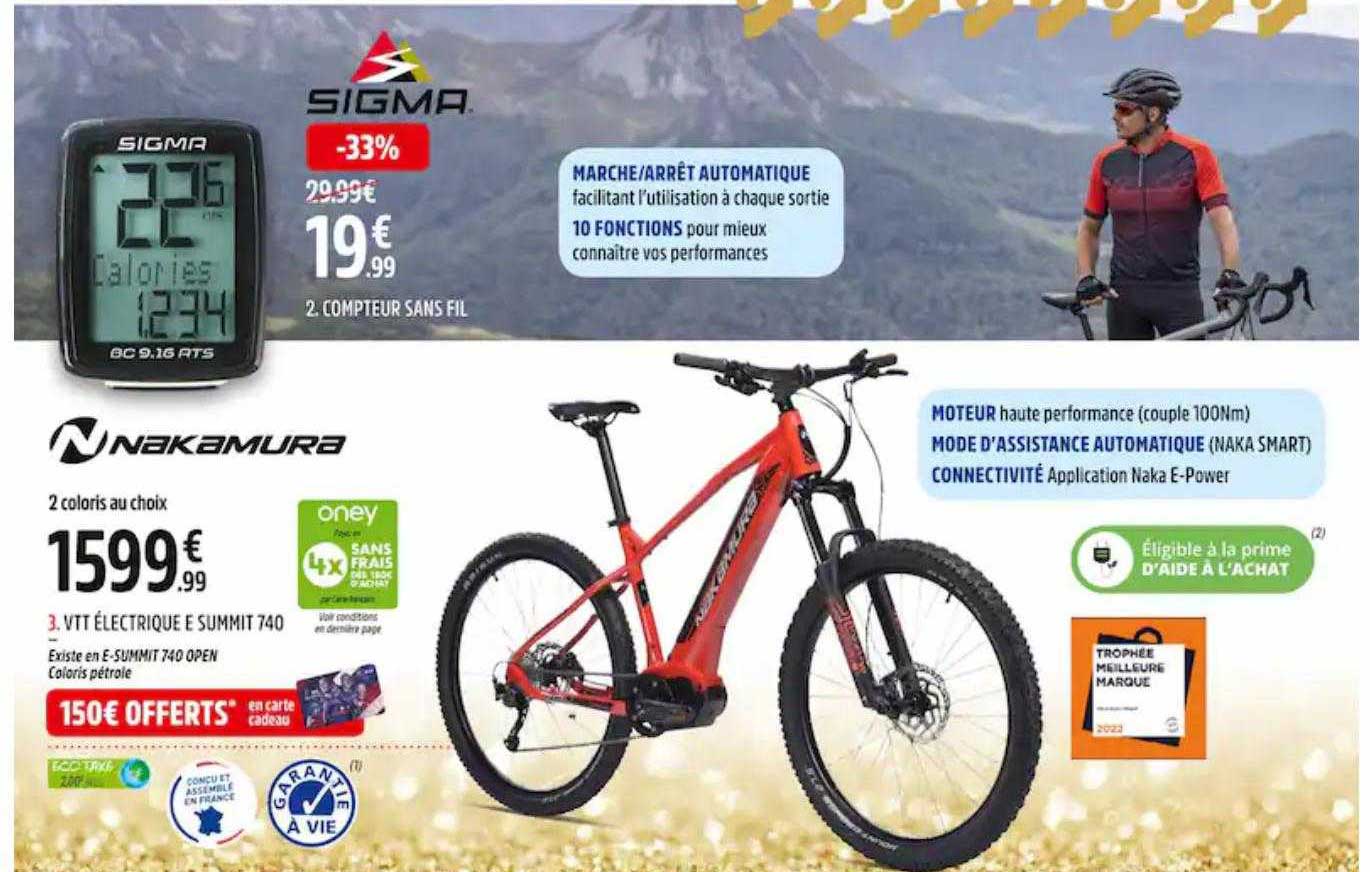 vtt électrique e summit 740 nakamura, compteur sans fil sigma