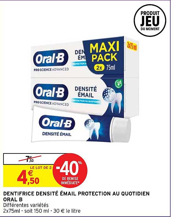 dentifrice densité émail protection au quotidien oral b