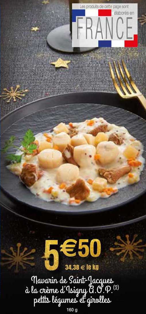 navarin de saint-jacques à la crème d'isigny a.o.p. petits légumes et girolles