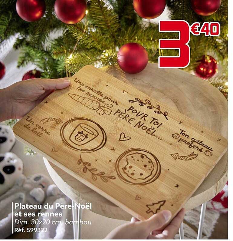 plateau du père-noël et ses rennes