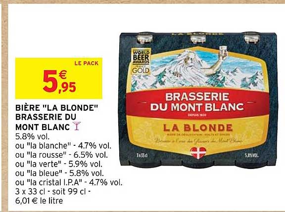 Bière "la Blonde" Brasserie Du Mont Blanc
