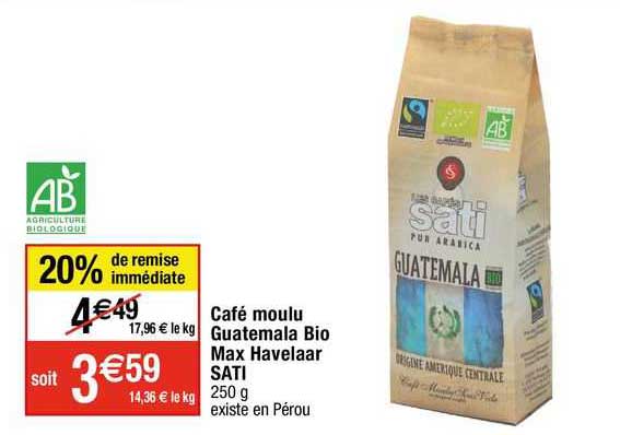 café moulu guatemala bio max havelaar sati