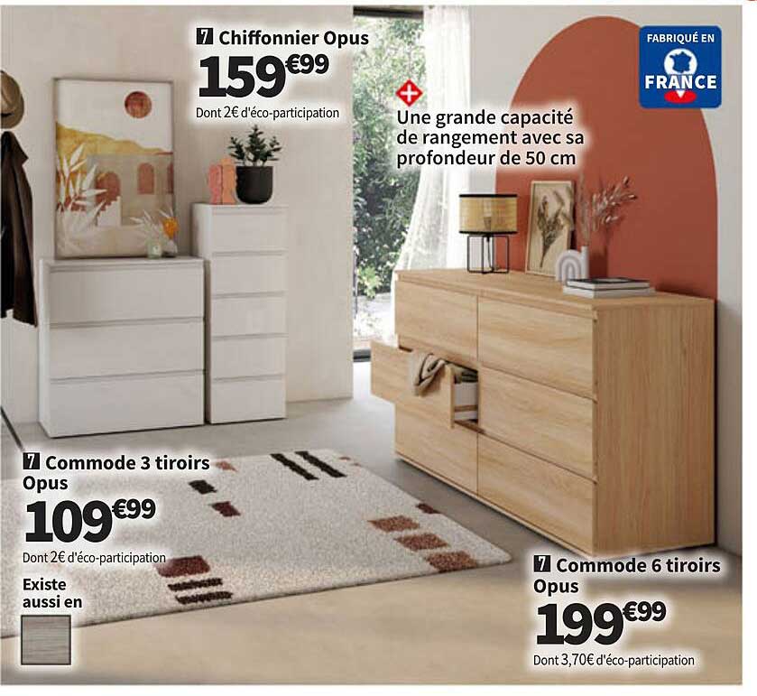 commode 3 tiroirs opus, chiffonnier opus, commode 6 tiroirs opus