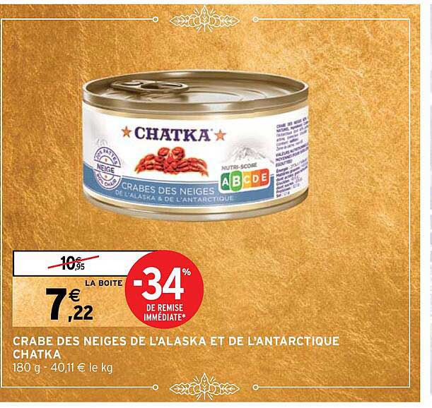 crabe des neiges de l'alaska et de l'antarctique chatka