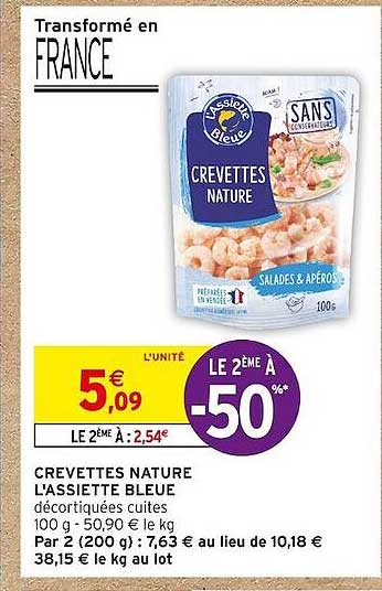 crevettes nature l'assiette bleue