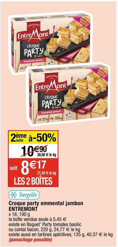 croque party emmental jambon entre mont