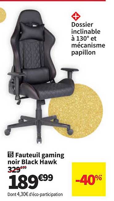 fauteuil gaming noir black hawk