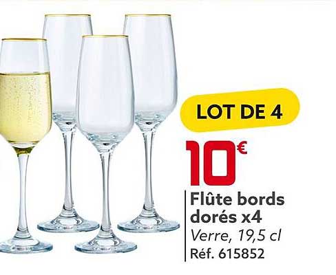 flûte bords dorés x 4