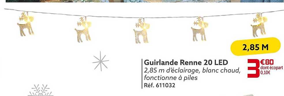 guirlande renne 20 led