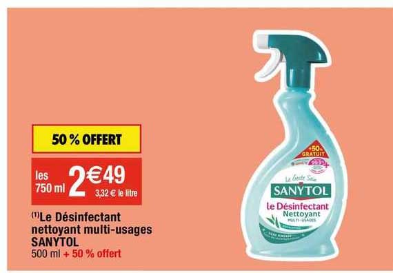 le désinfectant nettoyant multi-usages sanytol