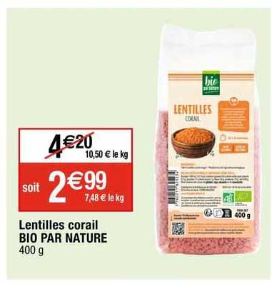 lentilles corail bio par nature