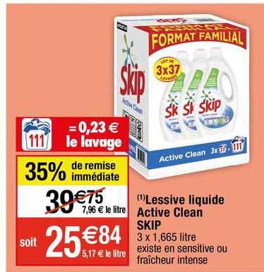 Lessive Liquide Active Clean Skip
