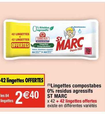 lingettes compostables 0% résidus agressifs st marc