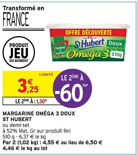 margarine oméga 3 doux st hubert le 2ème à -60%