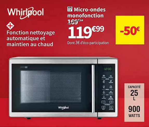 micro-ondes monofonction whirlpool