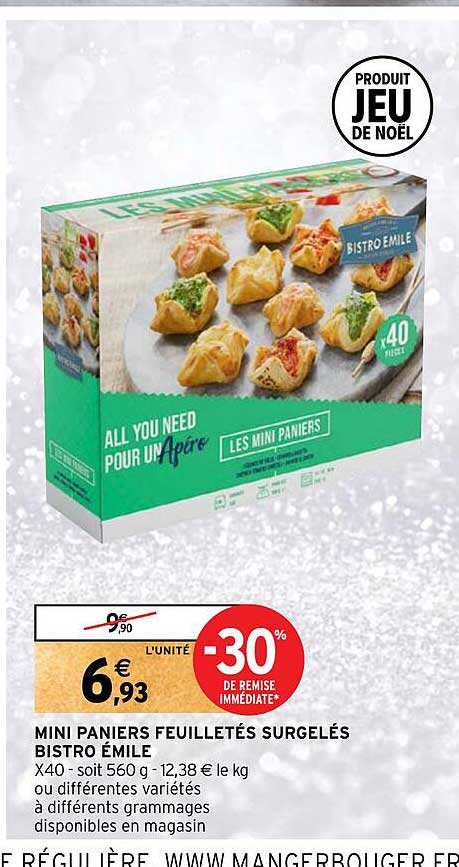 mini paniers feuilletés surgelés bistro émile
