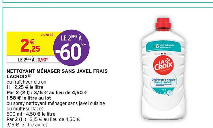 Nettoyant Ménager Sans Javel Frais Lacroix