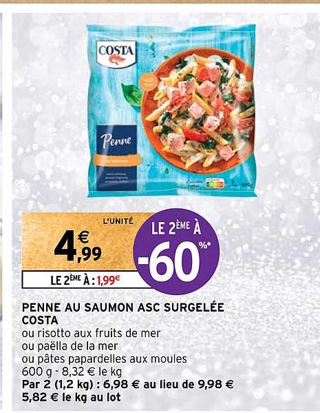 Penne Au Saumon Asc Surgelée Costa